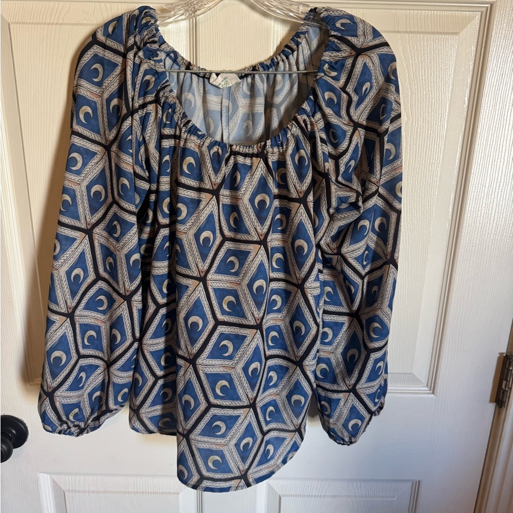 Pinup Girl Clothing Laura Byrnes x Hope Morrison Sylvie Top Moon Tiles - Picture 2 of 4